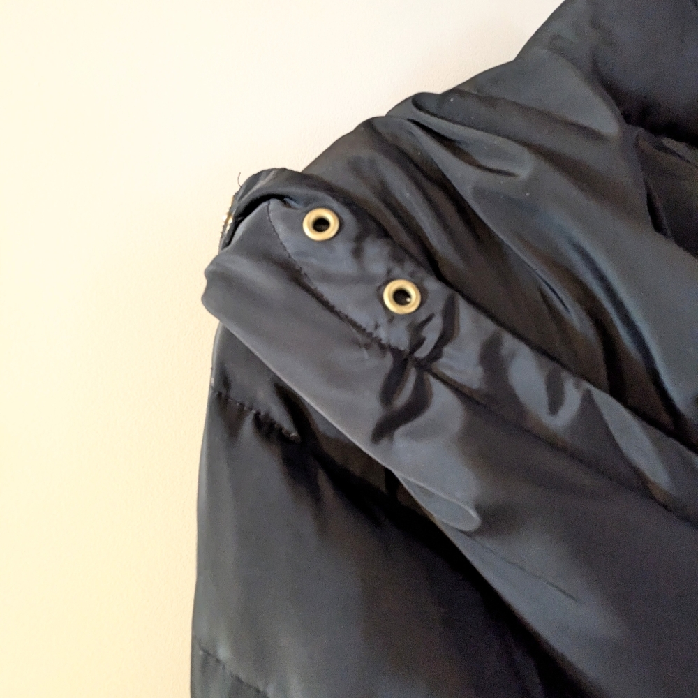Cole Haan Bib Insert Down and Feather Fill Coat Black Petite Small - Picture 7 of 9